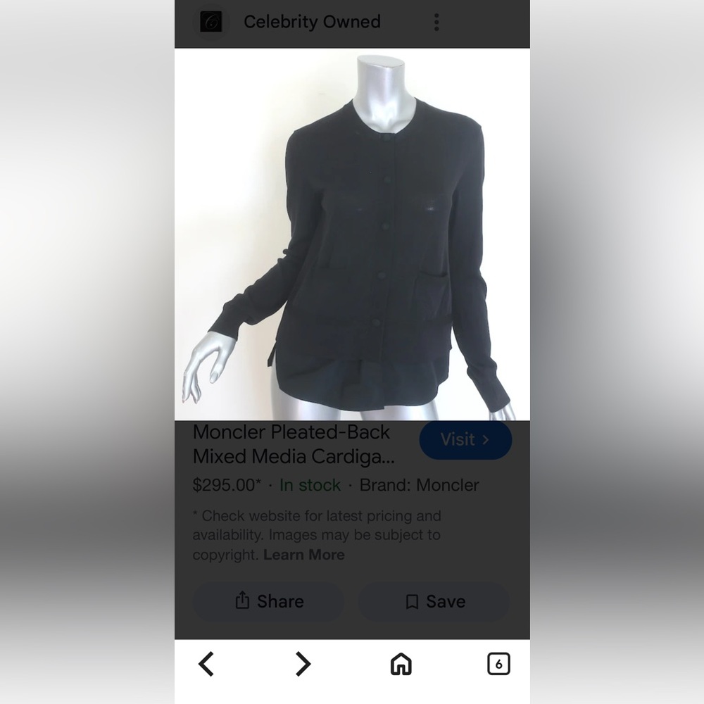 Moncler Black Knit Cardigan Button Front Size S Authentic - Picture 2 of 16